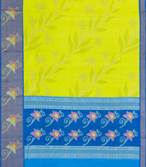 Neon Green Printed Art Tussar Saree With Zari Border-BL5009