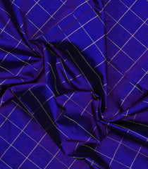 Blue Handloom Silk Cotton Saree With Zari Checks & Contrast Border-SC4729