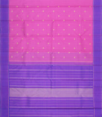 Bubblegum Pink Handloom Kanchipuram Silk Saree With Zari Stripes-KA15115