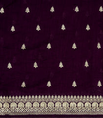 Burgundy Woven Synthetic Blended Saree With Embroidered Motifs-EN2055