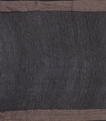 Black Printed Chanderi Cotton Saree With Zari Border-CC1574