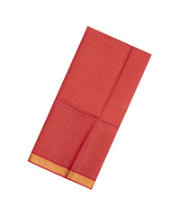 Red Woven Tussar Silk Saree With Chevron Motifs-TU3557