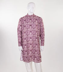 Mauve Mid Length Kurta with modern palm tree print -EW1097