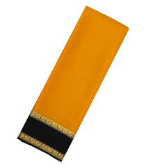 Mustard Woven Mysore Crepe Silk Saree With Black Border-MS3181