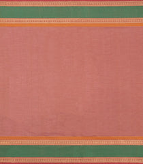 Dusty Peach Handloom Silk Cotton Saree With Checks-SC4228