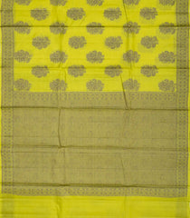 Lime Green Woven Tussar Silk Saree With Floral Butta Motifs-TU2951