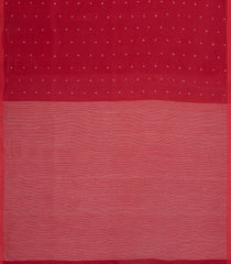 Red Handloom Bengal Cotton Saree With Coin Buttas-BG1926-Red