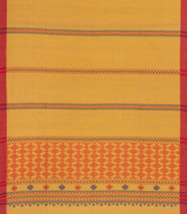 Yellow Handloom Bengal Cotton Saree With Stripes-BG1608
