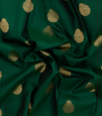 Dark Green Woven Pure Silk Saree With Zari Buttas & Contrast Border-EC2620