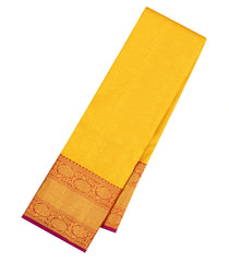 Yellow Handloom Korvai Kanchipuram Silk Saree With Floral Zari Motifs-KA15444