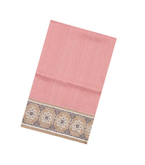 Peach Printed Synthetic Tussar Silk Saree With Checks-BL6066