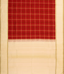 Crimson Handloom Korvai Kanchipuram Silk Saree With Cream Border-KA14715