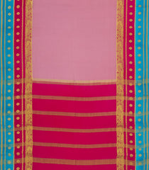 Dusty Pink Woven Mysore Silk Saree With Contrast Double Border-MS3239