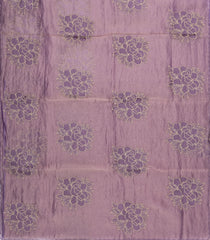Lilac Embroidered Synthetic Crushed Tissue Saree With Floral Motifs-SY0587