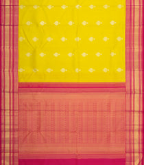 Lemon Yellow Handloom Korvai Kanchipuram Silk Saree With Kanchipuram Butta Silk Sarees & Stripes-KA16594