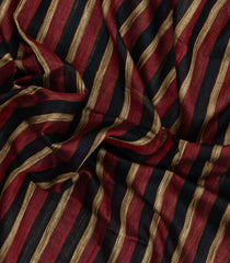 Black Woven Linen Saree With Stripes-LI0714