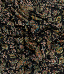 Black Printed Synthetic Dola Silk Saree With Viscose Border-SY0007