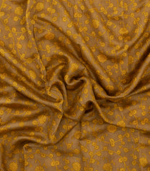 Mustard Printed Chanderi Cotton Saree With Floral Motifs-CC1740