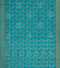 Turquoise Printed Synthetics Dola Silk Saree With Floral Zari Motifs-BL5251