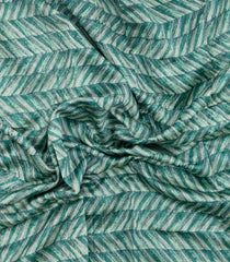 Aquamarine Printed Chanderi Cotton Saree With Zari Border-CC1584