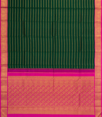 Dark Green Handloom Kanchipuram Silk Saree With Veldari Stripes - KA14635