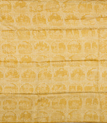 Off White Printed Tussar Silk Saree With Floral Motifs  & Contrast Pallu-TU3708