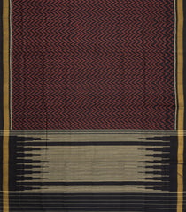 Black Handloom Rajkot Patola Silk Saree With Ikat Chevron Motifs-IK0462
