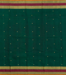 Dark Green Handloom Kanchipuram Silk Saree With Buttas-KA15473