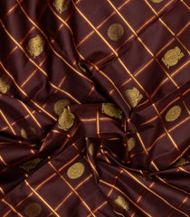 Maroon Handloom Kanchipuram Silk Saree With Zari Checks & Buttas-KA15872