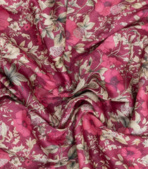 Dusty Pink Handloom Silk Saree With Printed Floral Motifs-PS0761