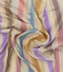 Multi Colour Woven Art Viscose Saree With Zari Stripes & Lavender Pallu-BL4700