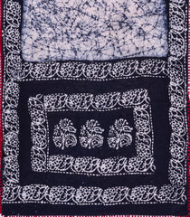 Black Printed Jaipur Cotton Saree With Tie & Dye Motifs-JC1852