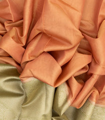 Peach Handloom Banarasi Tissue Silk Saree With Contrast Border-BE1500
