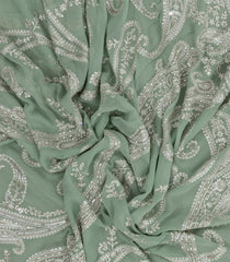 Light Green Woven Synthetic Blended Saree With Embroidered Floral Motifs-EN1988