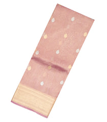 Dusty Pink Handloom Banarasi Tissue Saree With Floral Buttas-BE1381