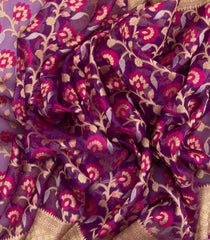 Magenta Handloom Organza Soft Silk Saree With Floral Vine Motifs-SO4072