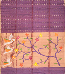 Lilac Woven Organza Saree With Sequin Work & Paithani Pallu-TU2647