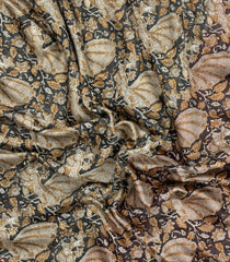 Dark Grey Printed Chanderi Cotton Saree With Zari Border-CC1464