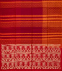 Crimson Handloom Soft Silk Saree With Stripes & Floral Motifs-SO4242