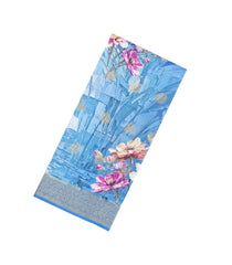 Light Blue Printed Synthetic Dola Silk Saree With Zari Butta & Border-SY0278