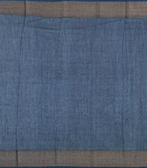 Navy Blue Printed Chanderi Cotton Saree With Bird Motifs & Zari Border-CC1656