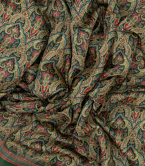 Dark Green Woven Tussar Silk Saree With Printed Floral Motifs-TU2924