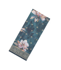 Steel Blue Printed Synthetic Dola Silk Saree With Zari Buttas & Border-SY0251