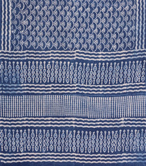 Indigo Printed Jaipur Cotton Saree With Floral Motifs-JC1588