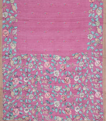 Dusty Pink Printed Synthetic Tussar Silk Saree With Zari Border-SY0058