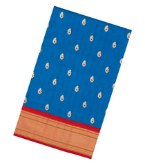 Blue Paithani Silk Saree With Meena Butta & Contrast Pallu-PA1142