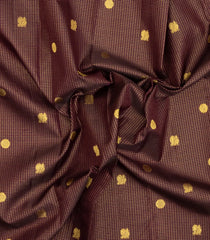 Dark Brown Handloom Kanchipuram Silk Saree With Zari Checks & Buttas-KA15885