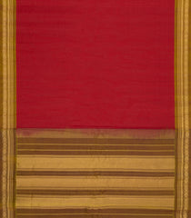 Red Handloom Gadwal Silk Cotton Saree With Contrast Border-GA0353