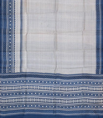 White Woven Tussar Silk Saree With Printed Chevron Motifs-TU3222