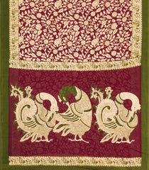 Maroon Printed Jaipur Cotton Saree With Kalamkari Motifs-JC1906